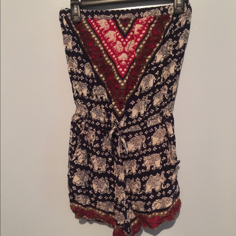 Elephant print tube top romper